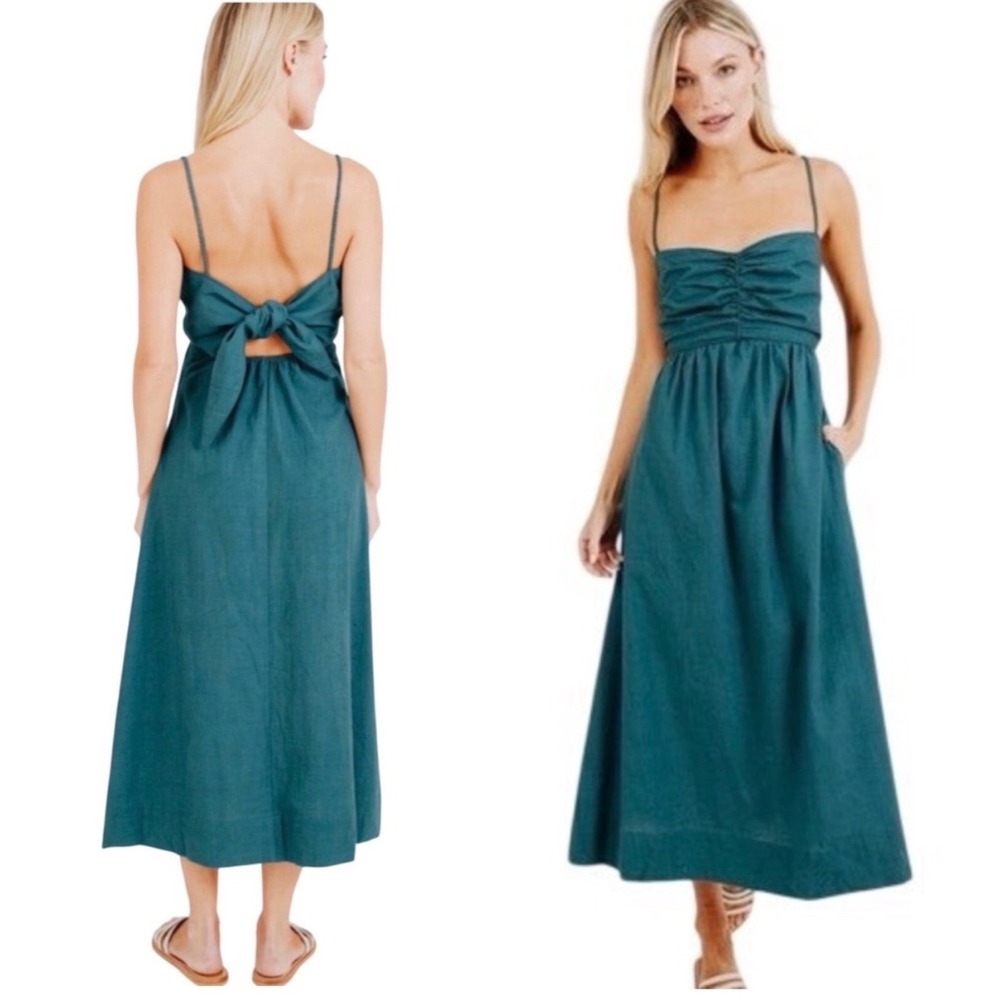 Mirth Deia Dress in Spruce Women's Sz M 100% Cotton Ethically Made